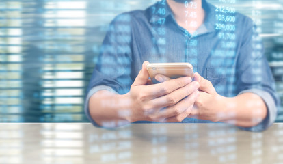  Business man using smartphone in hand