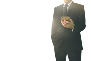 business man using smartphone in hand