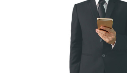 business man using smartphone in hand