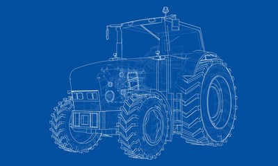 Canvas Print - Farm Tractor Concept. Vector