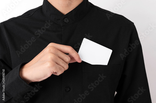 Download Employee Catch Blank Business Card In Pocket For Mockup Template Logo Branding Background Foto De Stock Adobe Stock
