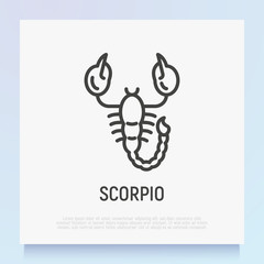 Wall Mural - Scorpio thin line icon. Modern vector illustration of astrological sign for horoscope.