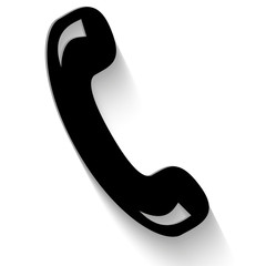 Icon of landline phone tube with shadow on white background