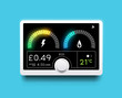 A modern home energy smart meter for tracking gas and electricity usage. Vector illustration.