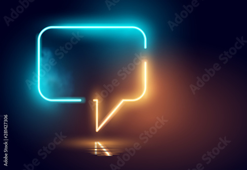 Cuadros en Lienzo Glowing Neon Speech Bubble Light