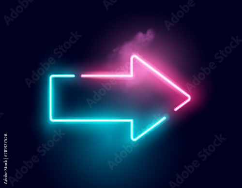 Fotomural A glowing directional arrow neon sign. Vector illustration.