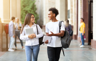 young student couple going to college class