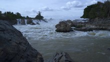Khonpapeng Waterfall Summer Time In Laos