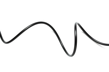 Wall Mural - A Black wire cable isolated on a white background abstraction.