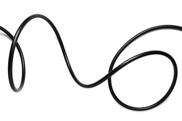 Wall Mural - A Black wire cable isolated on a white background abstraction.