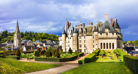 Wall Mural - Famous castles of Loire valley - beautiful romantic Langeais, Landmarks of France