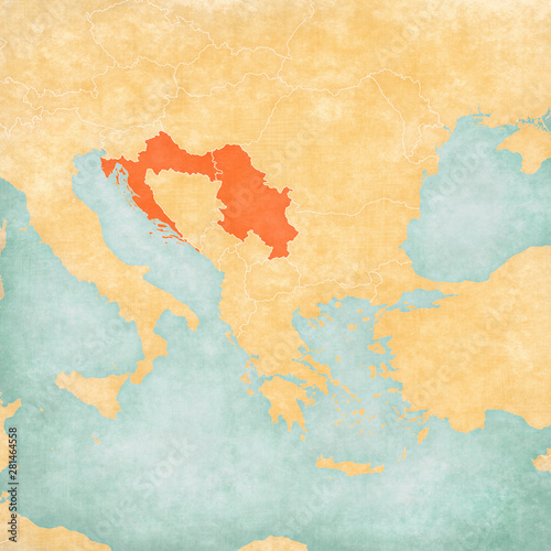 Fotografía Map of Balkans - Croatia and Serbia