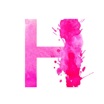 Watercolor letter h with splash effect