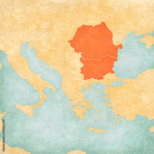Cuadros en Lienzo Map of Balkans - Romania and Bulgaria