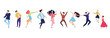 © Firangiz - Crowd of young people dancing at club. Big set of characters having fun at party. Flat colorful vector illustration.