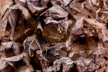 Hintergrund Tiefquarz oder Rauchquarz braun, Makro Nahaufnahme Mineralien und Heilsteine