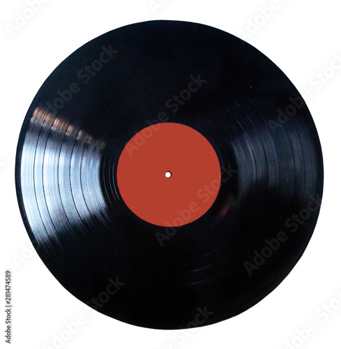 Fotografía Black vinyl record isolated on white background