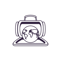 Sticker - travel suitcase equipment with world planet