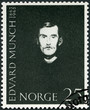 NORWAY - CIRCA 1963: A stamp printed in Norway shows Self-Portrait by Edvard Munch (1863-1944), artist, paintings