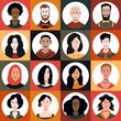 © Oleksandr - People of different races and ages Avatar Set Vector. Man, Woman. People User Person. Trendy Image.  Cheerful Worker Avatar. Round Portrait.  Flat Cartoon Character Illustration