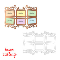 Poster - frame for photos for laser cutting. collage of photo frames. template laser cutting machine for wood