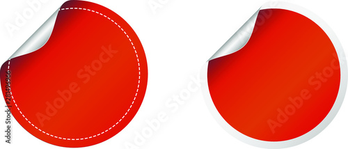 Red round sticker label fold over Poster Mural XXL
