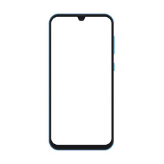 Fototapete - Ultra dark blue metal gradient smartphone top view with blank white screen. Front view smartphone with blank screen, vector.