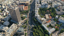 Aerial Drone Photo Of Athens Metropolitan Dense Populated Area In Kifisias And Alexandras Avenues, Attica, Greece