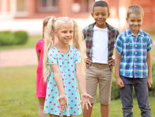 Poster - Portrait of cute little children in park