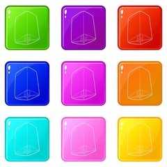 Sticker - Chinese lantern icons set 9 color collection isolated on white for any design
