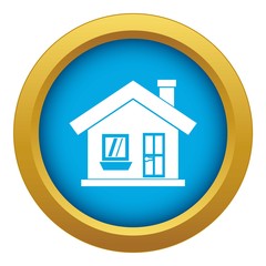 Poster - One-storey house with a chimney icon blue vector isolated on white background for any design
