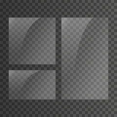 Wall Mural - glass plate set on transparent background. clear glass showcase. realistic window mockup. reflecting