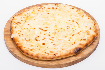 Delicious pizza on white background 