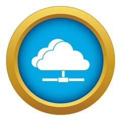 Poster - Cloud computing connection icon blue vector isolated on white background for any design
