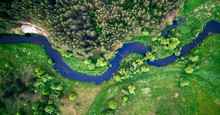Aerial Landscape - Wild River In Summer