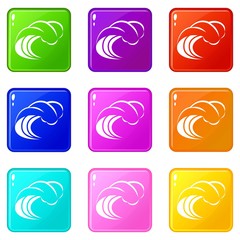  Wave with foam icons set 9 color collection isolated on white for any design