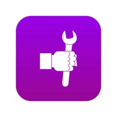 Poster - Wrench tool in man hand icon digital purple for any design isolated on white vector illustration
