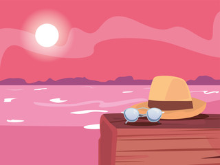 Sticker - summer time vacation flat design