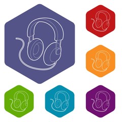 Wall Mural - Headset icon. Outline illustration of headset vector icon for web design