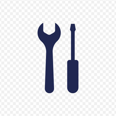 Vector screwdriver wrench flat icon. Black instrument on transparent background. Design element for logo, maintenance, garage, service, web, ui, workshop.