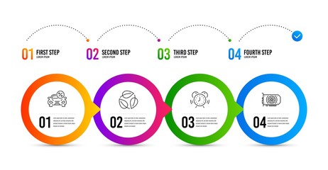 Naklejka na meble Car leasing, Leaves and Time management line icons set. Timeline infographic. Gpu sign. Transport discount, Nature leaf, Alarm clock. Graphic card. Business set. Car leasing icon. Vector