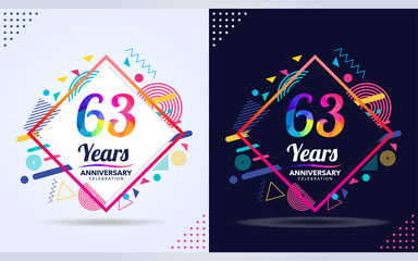 Wall Mural - 63 years anniversary with modern square design elements, colorful edition, celebration template design,