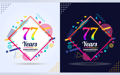 Wall Mural - 77 years anniversary with modern square design elements, colorful edition, celebration template design,