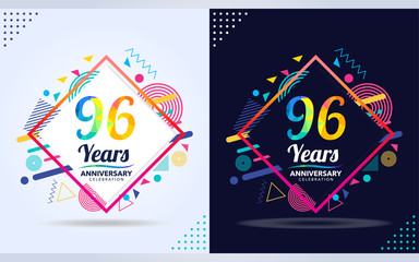 Wall Mural - 96 years anniversary with modern square design elements, colorful edition, celebration template design,