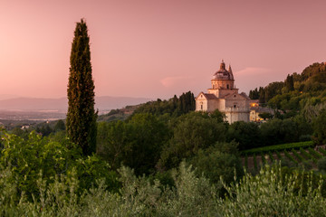 Basilica di San Biagio at dusk, Montepulciano, Tuscany, Italy