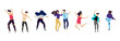 © Firangiz - Crowd of young people dancing at club. Big set of characters having fun at party. Flat colorful vector illustration.