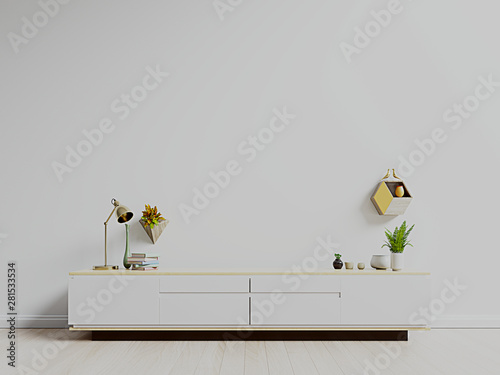 Fotografía TV stand,TV cabinet mockup in modern empty room,white wall, 3d rendering
