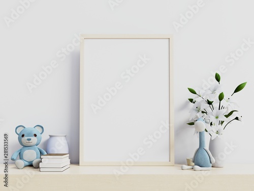 Obraz Dibond Mock up posters in child room interior,3d rendering