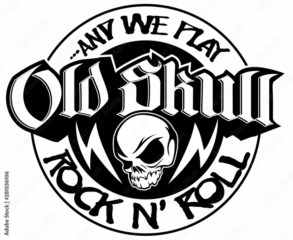 Vintage skull logo graphic design, rock and roll, heavy metal, hard rock  vector logo. Stock Vector | Adobe Stock, image size:1000x818