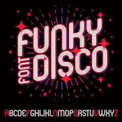 Poster - Vector funky upper case English alphabet letters collection, can be used in poster art creation for discotheque of 70s and 80s